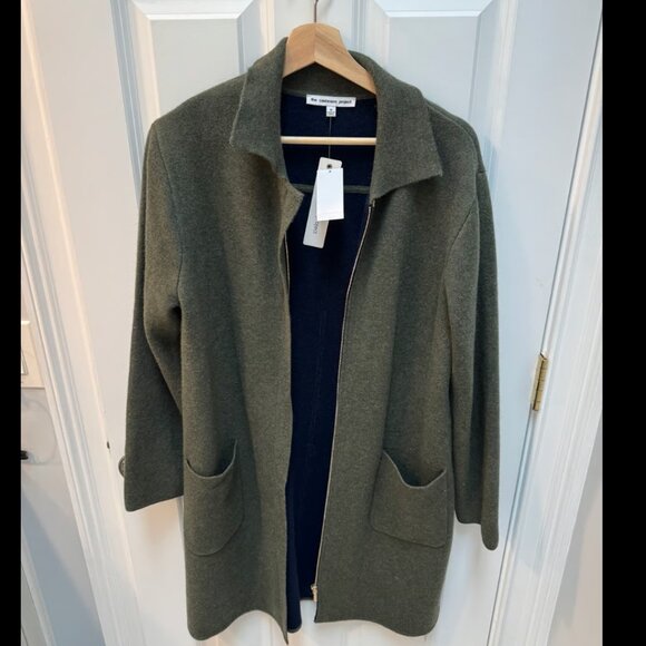 The Cashmere Project Chic Car Coat Heather Forest/Navy City Size M - Picture 1 of 4